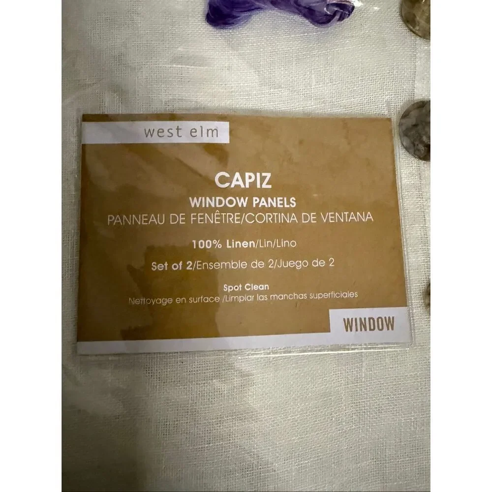 NEW West Elm Natural Capiz Shell 100% Linen Window Panels 48 × 84 Drapes